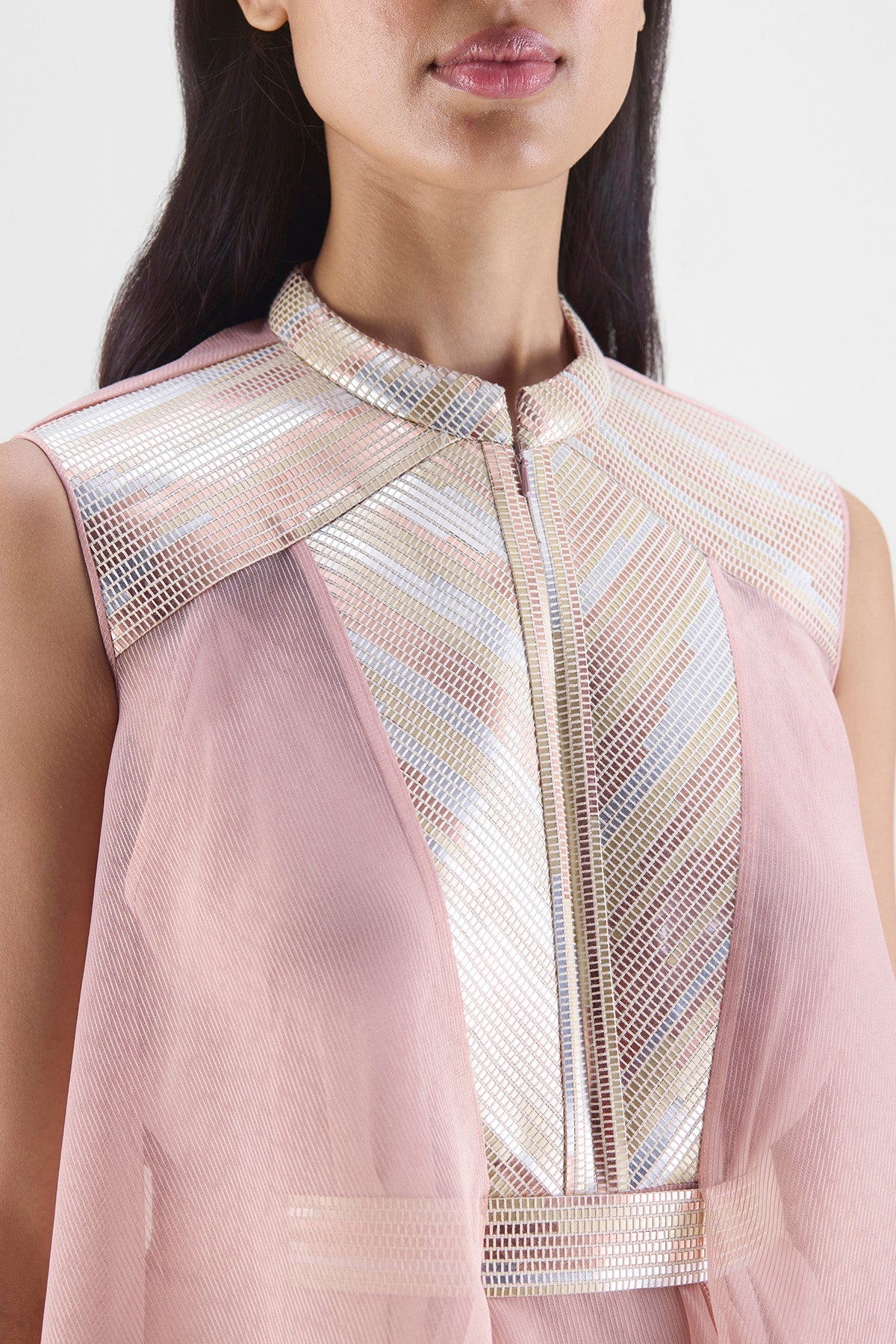 METALLIC PANELED DRESS