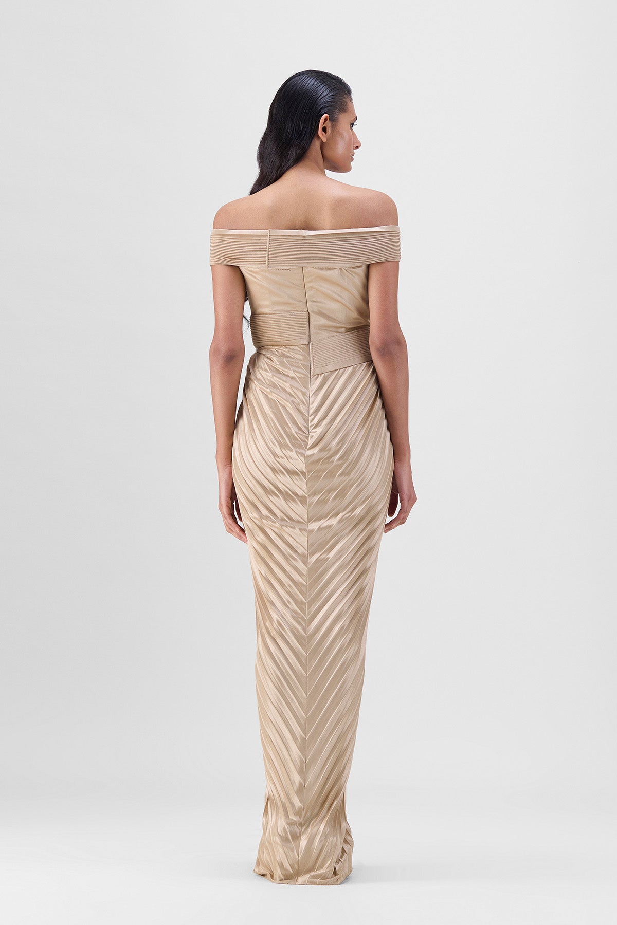 Structured Plissé Gown