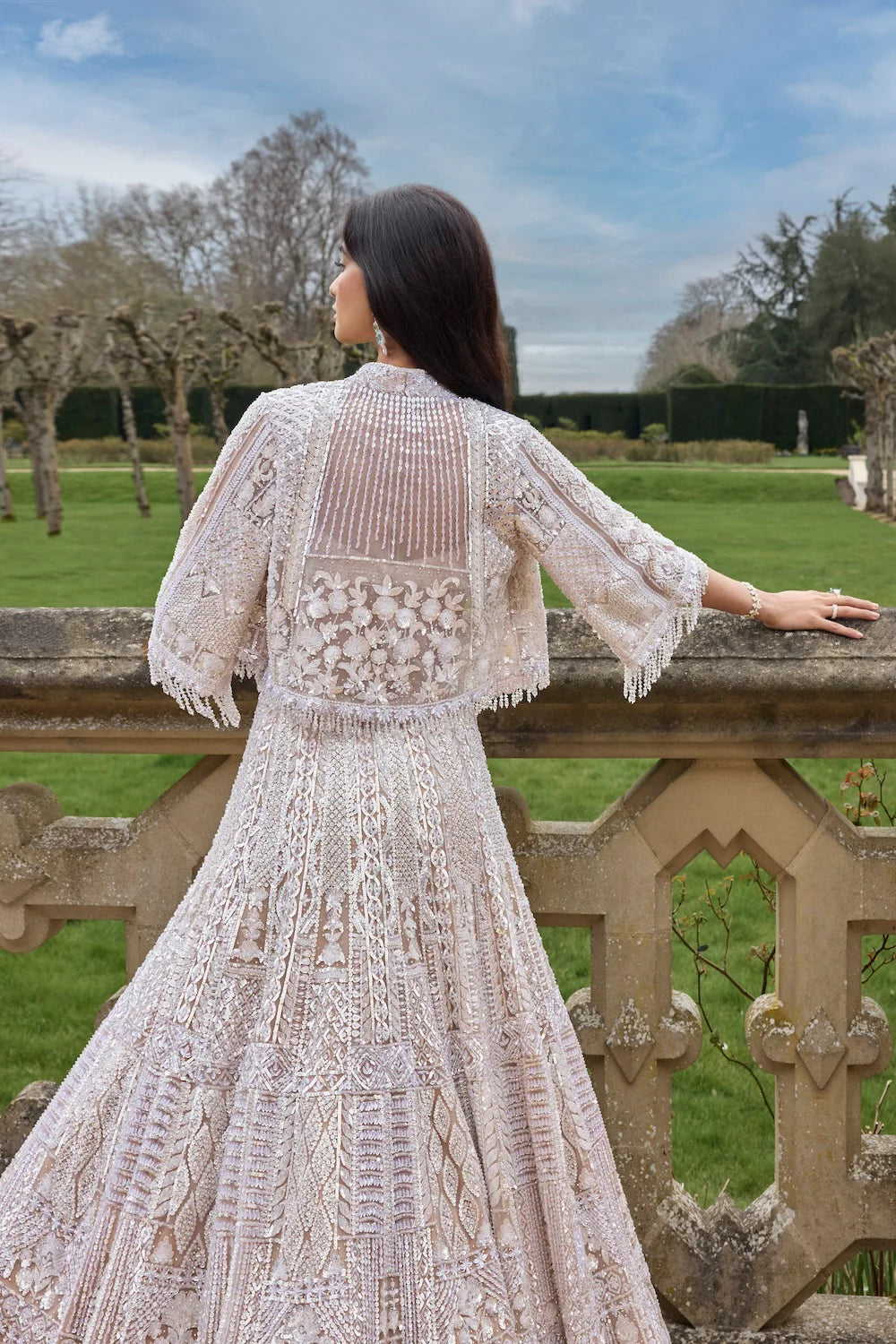 Nude Silver Jacket Lehenga Set