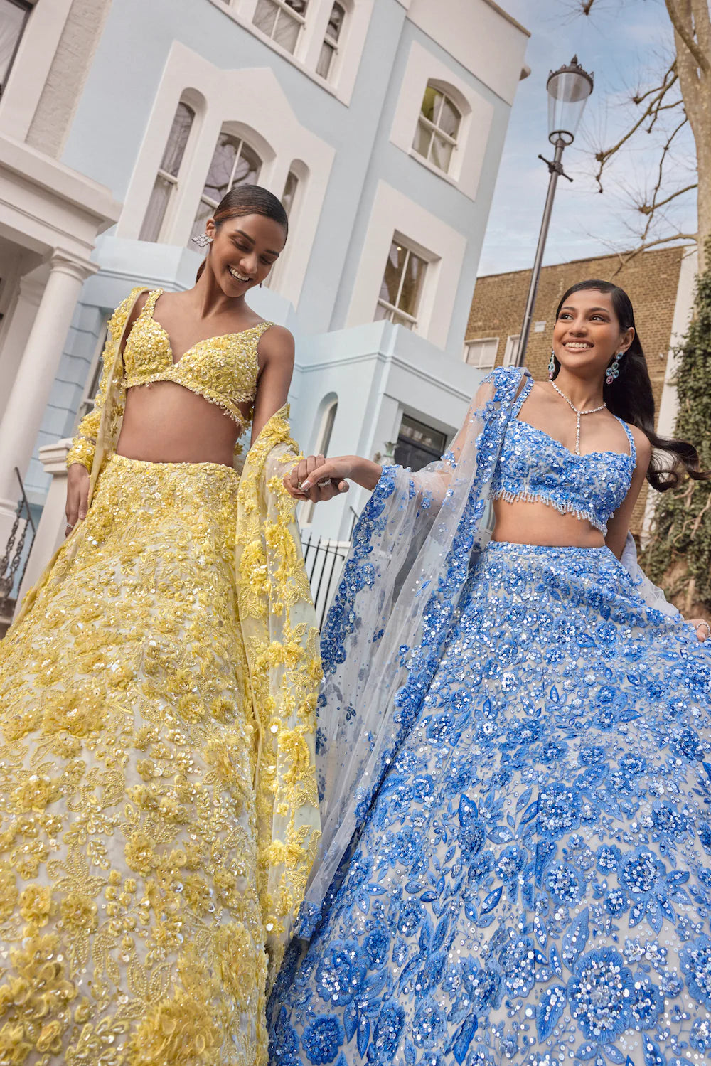 Powder Blue Floral Lehenga Set