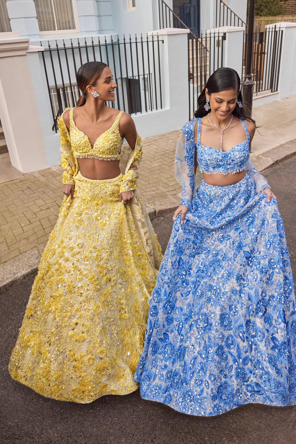 Powder Blue Floral Lehenga Set