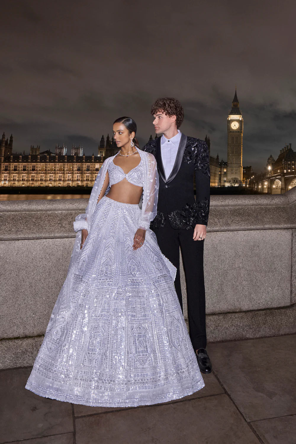 Black Embroidered Tuxedo Set