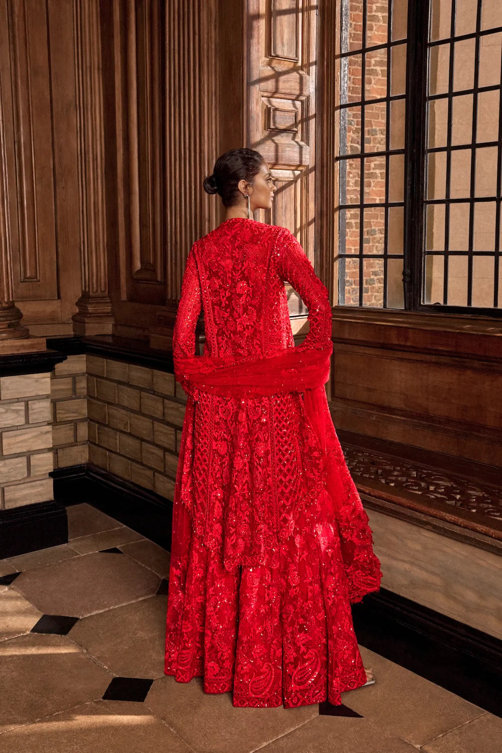 Red Thread Work Sharara Set