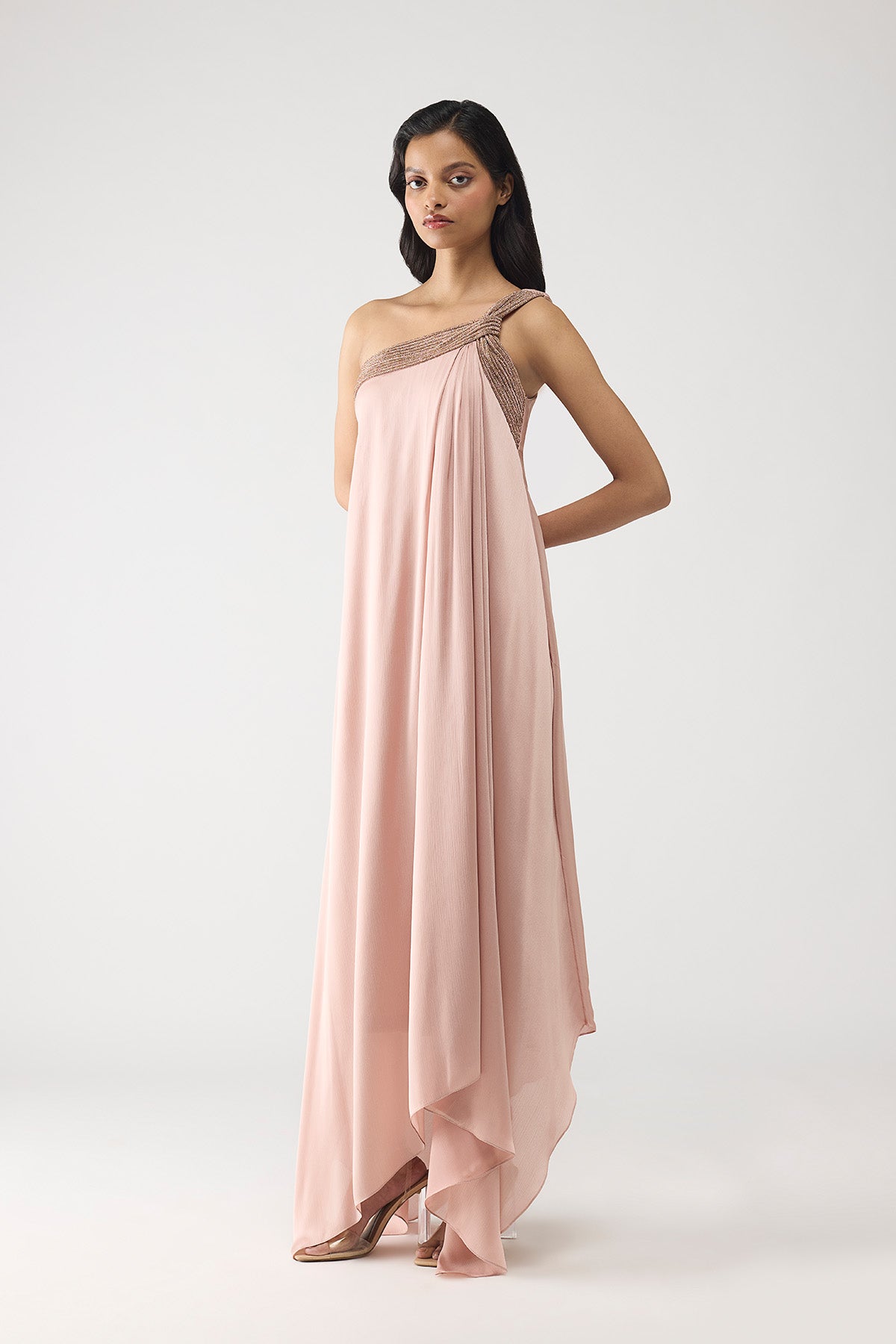 One Shoulder Crystalvein Detail Dress