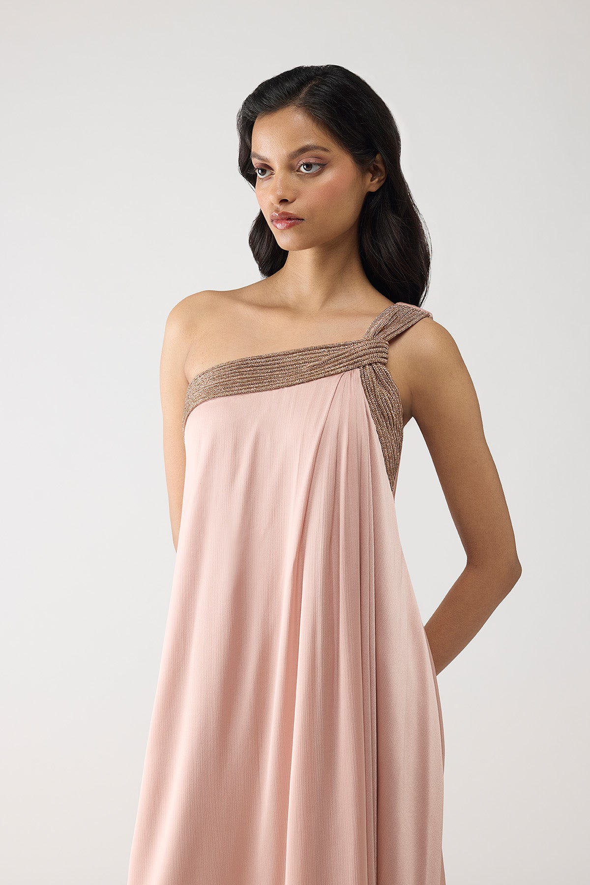 One Shoulder Crystalvein Detail Dress
