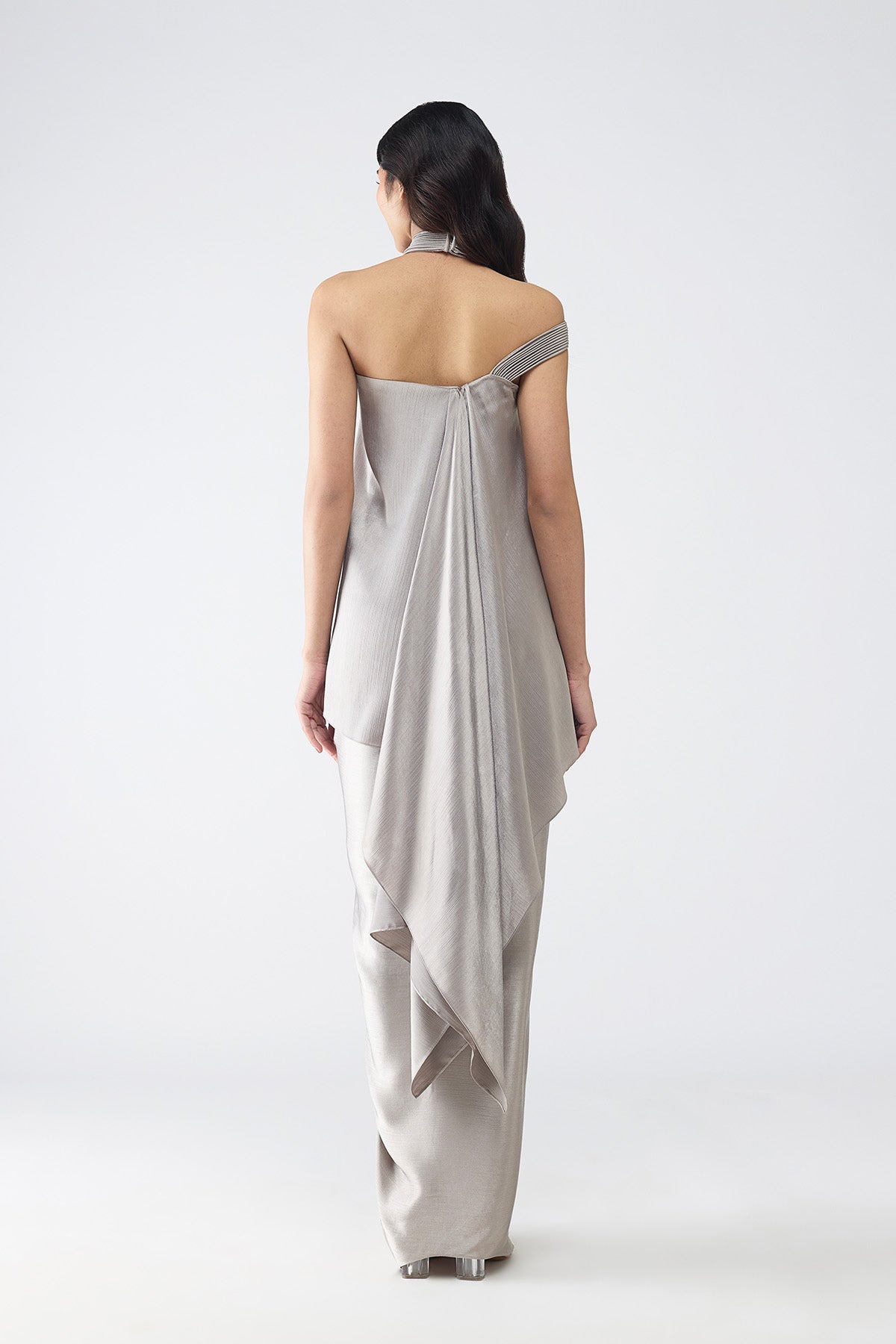 Micro Pleated Halter Top & Draped Skirt