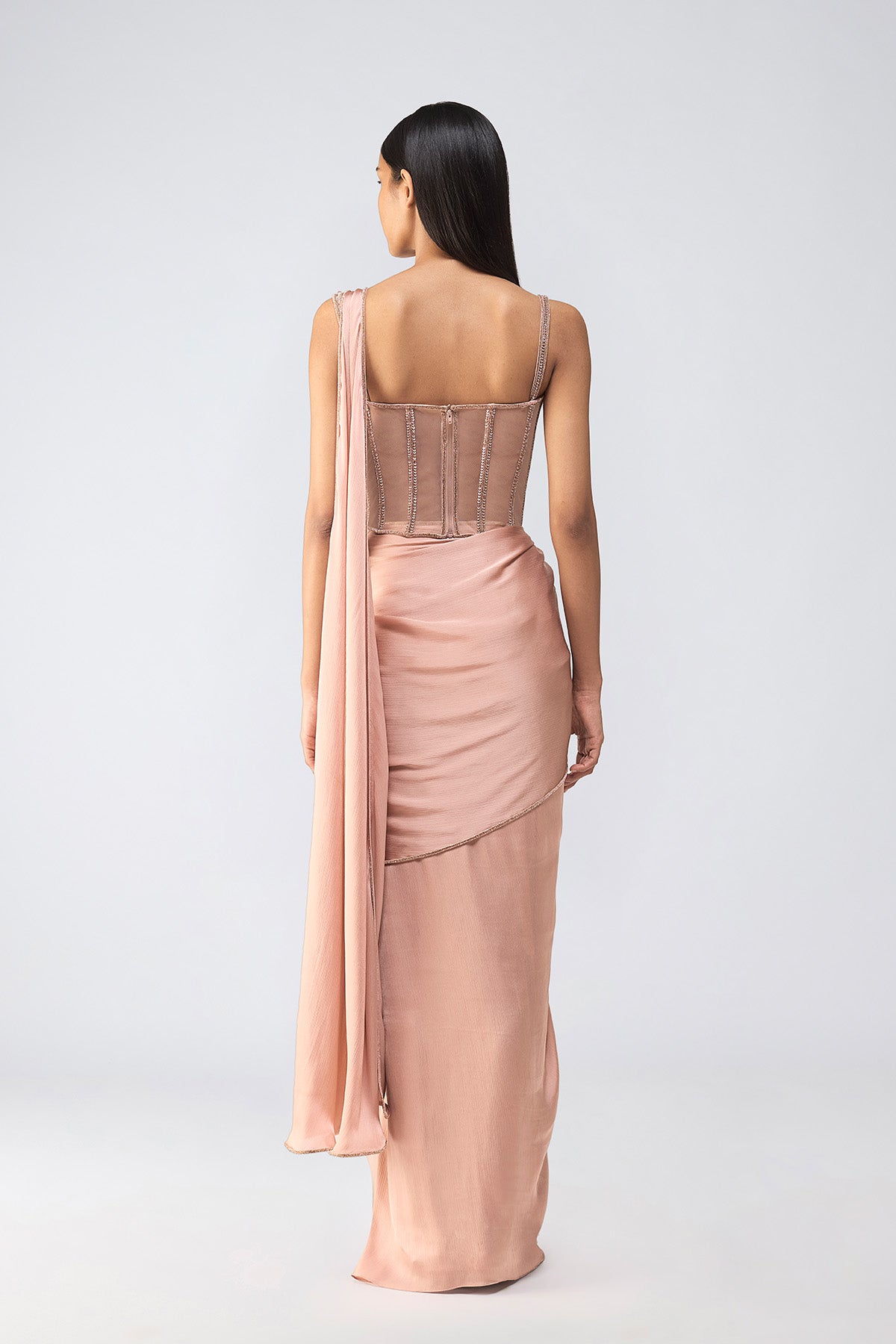 Moulded Crystalvein Corset And Draped Saree