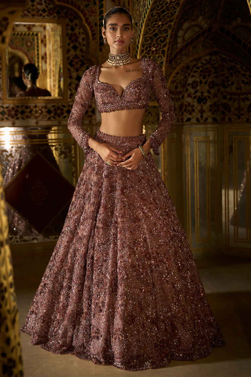 Plum Crystal Lehenga Set- Ready to Ship