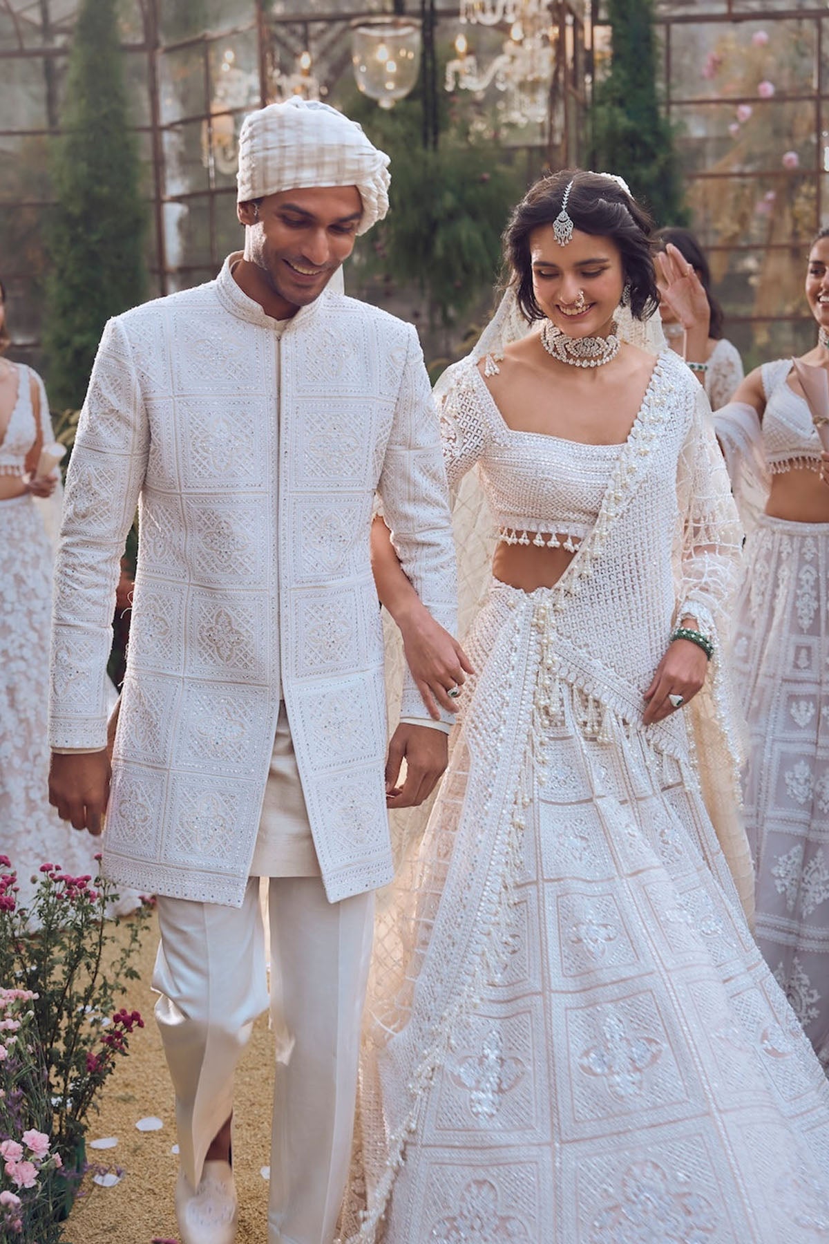 Ivory Geometric Sherwani Set