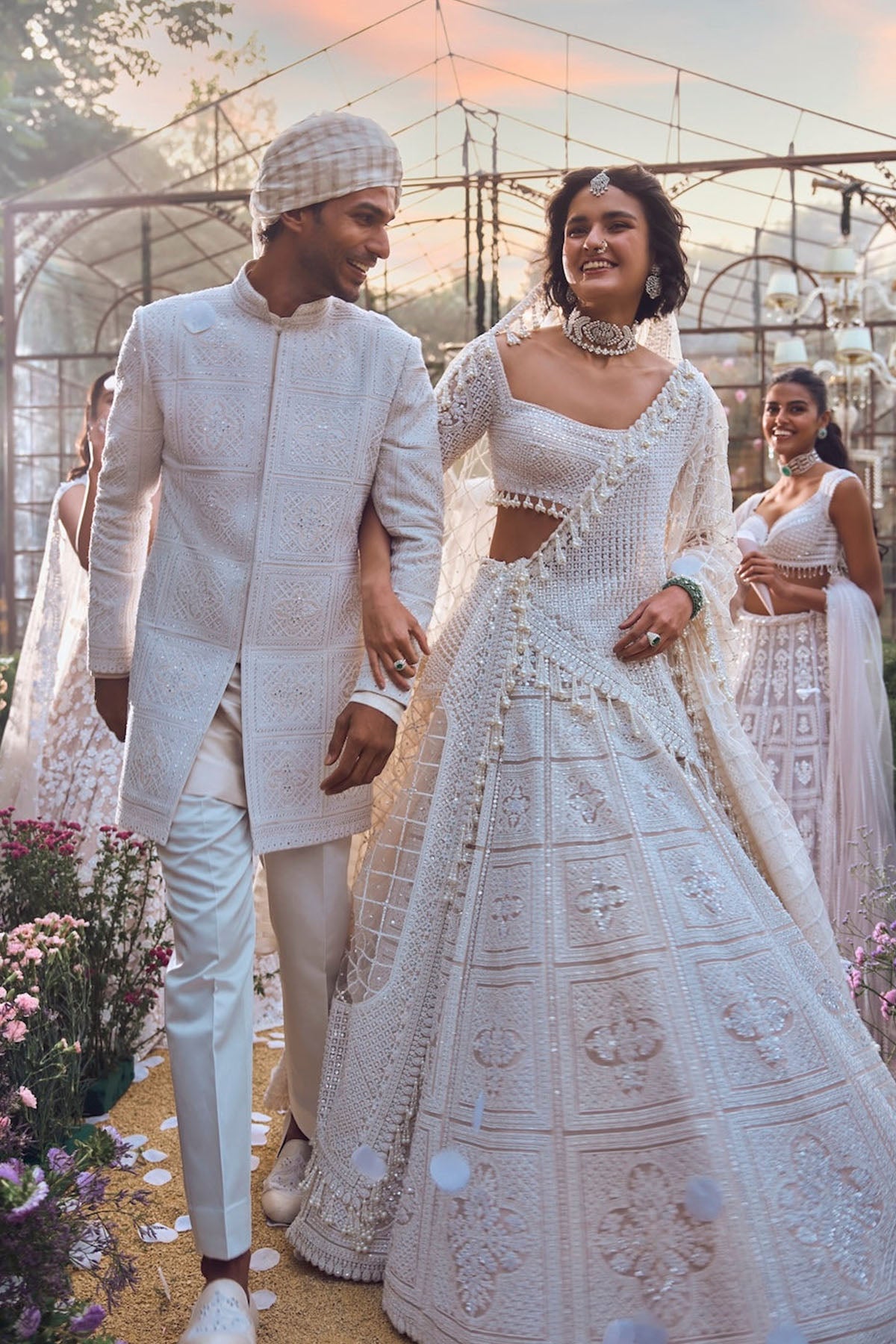 Ivory Geometric Sherwani Set