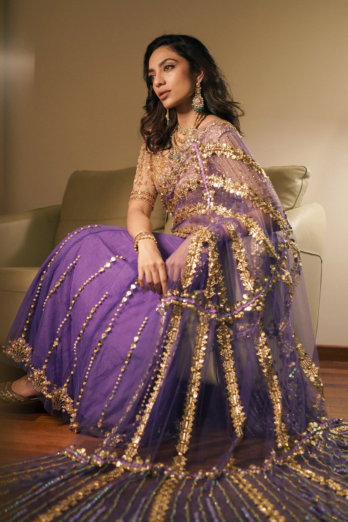 SOBHITA IN BLUE & GOLD SAREE SET