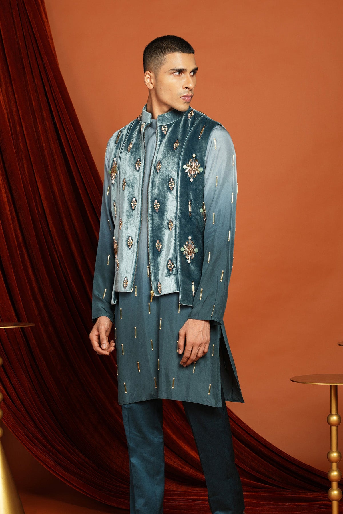 NOAH BLUE VEST JACKET SET