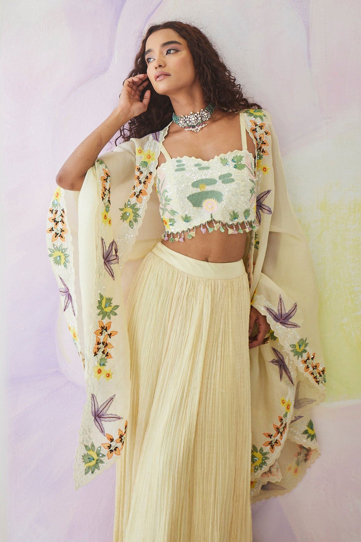 Lia Pastel Handpainted cape set