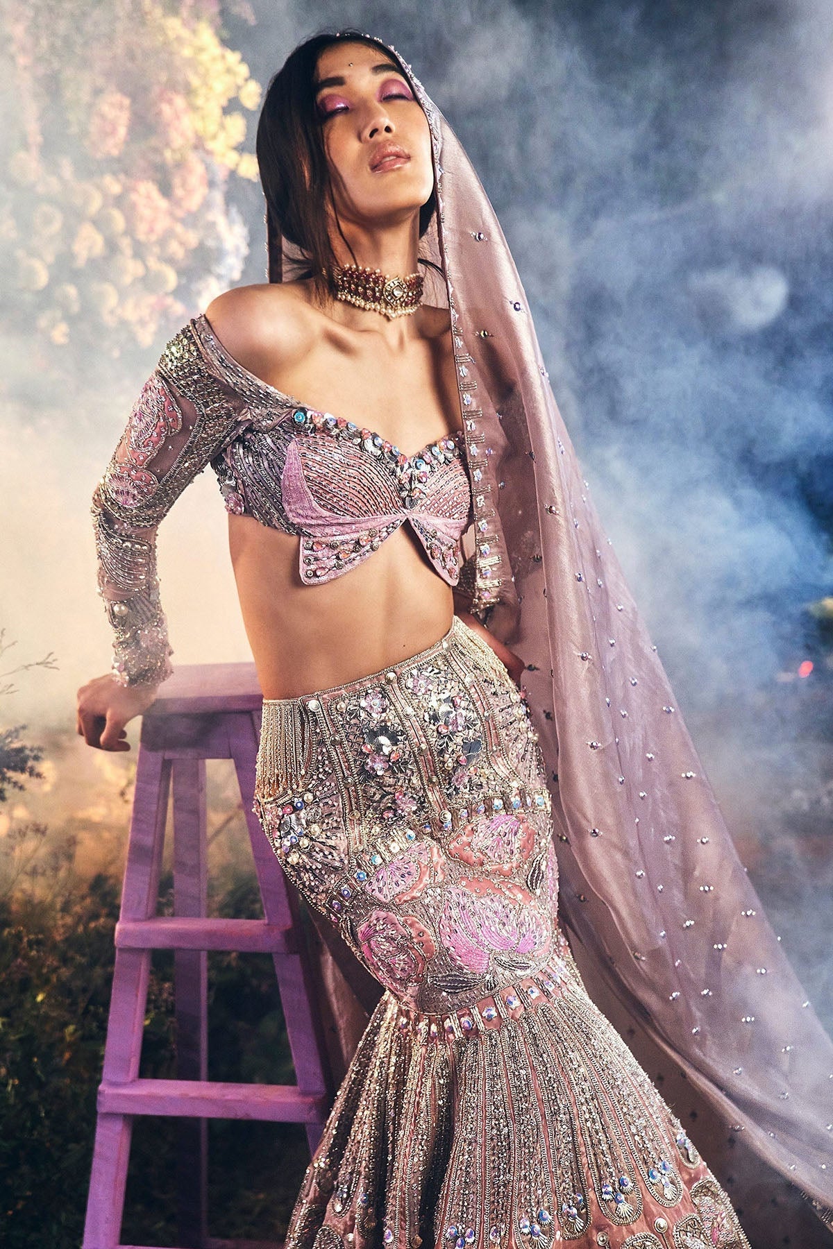 ISABELLE - LILAC MERMAID CUT LEHENGA SET