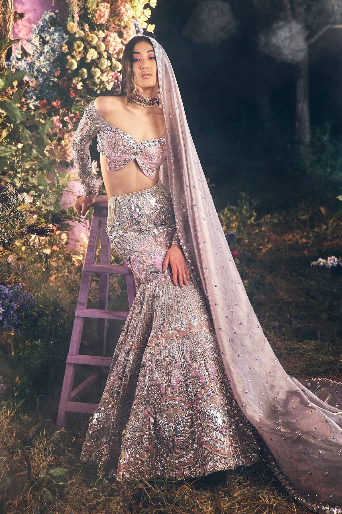 ISABELLE - LILAC MERMAID CUT LEHENGA SET