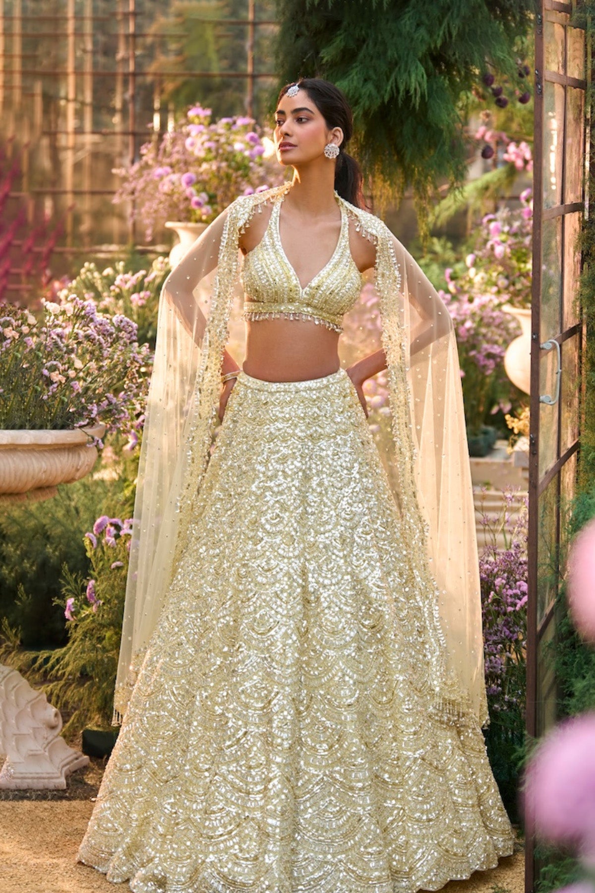Lemon Yellow Sequin Lehenga Set