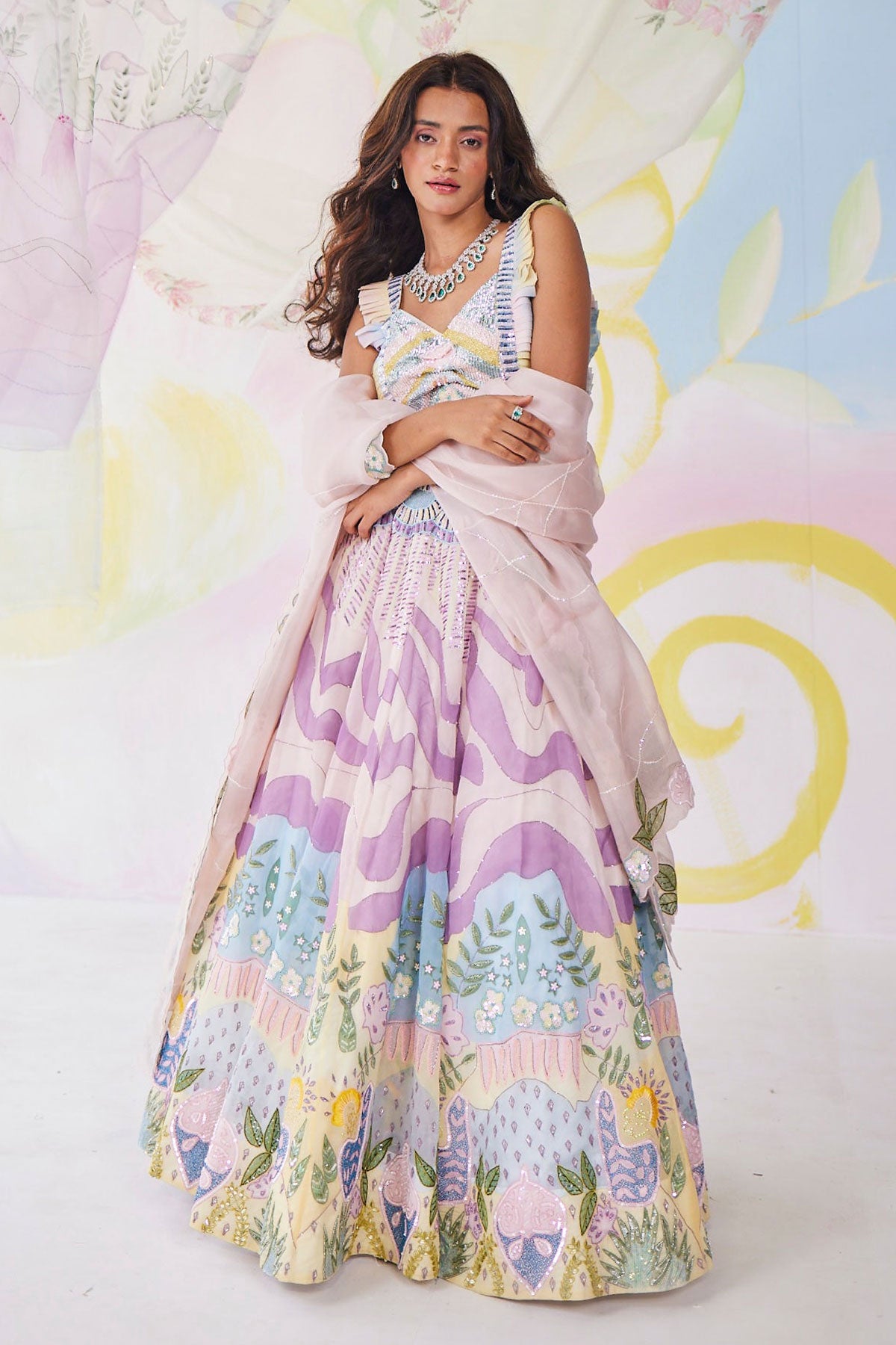 Lilac Daydream Handpainted Lehenga Set