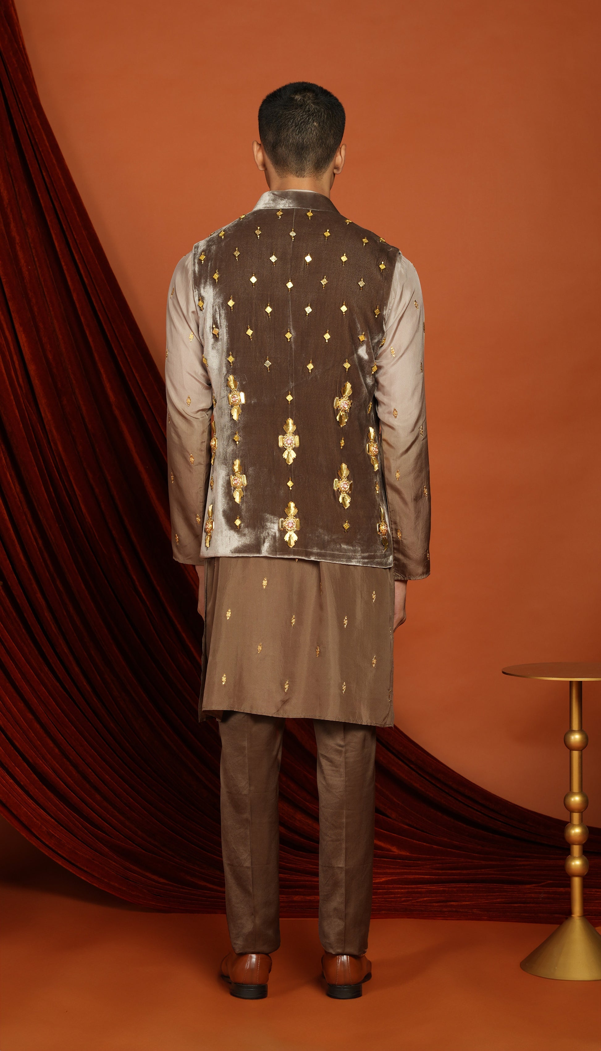 ASHER BROWN VEST JACKET SET