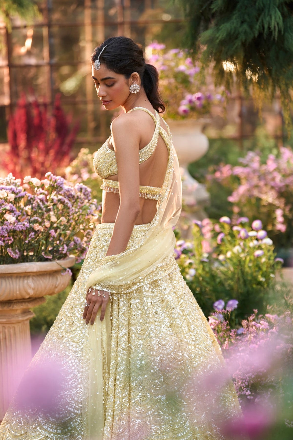 Lemon Yellow Sequin Lehenga Set