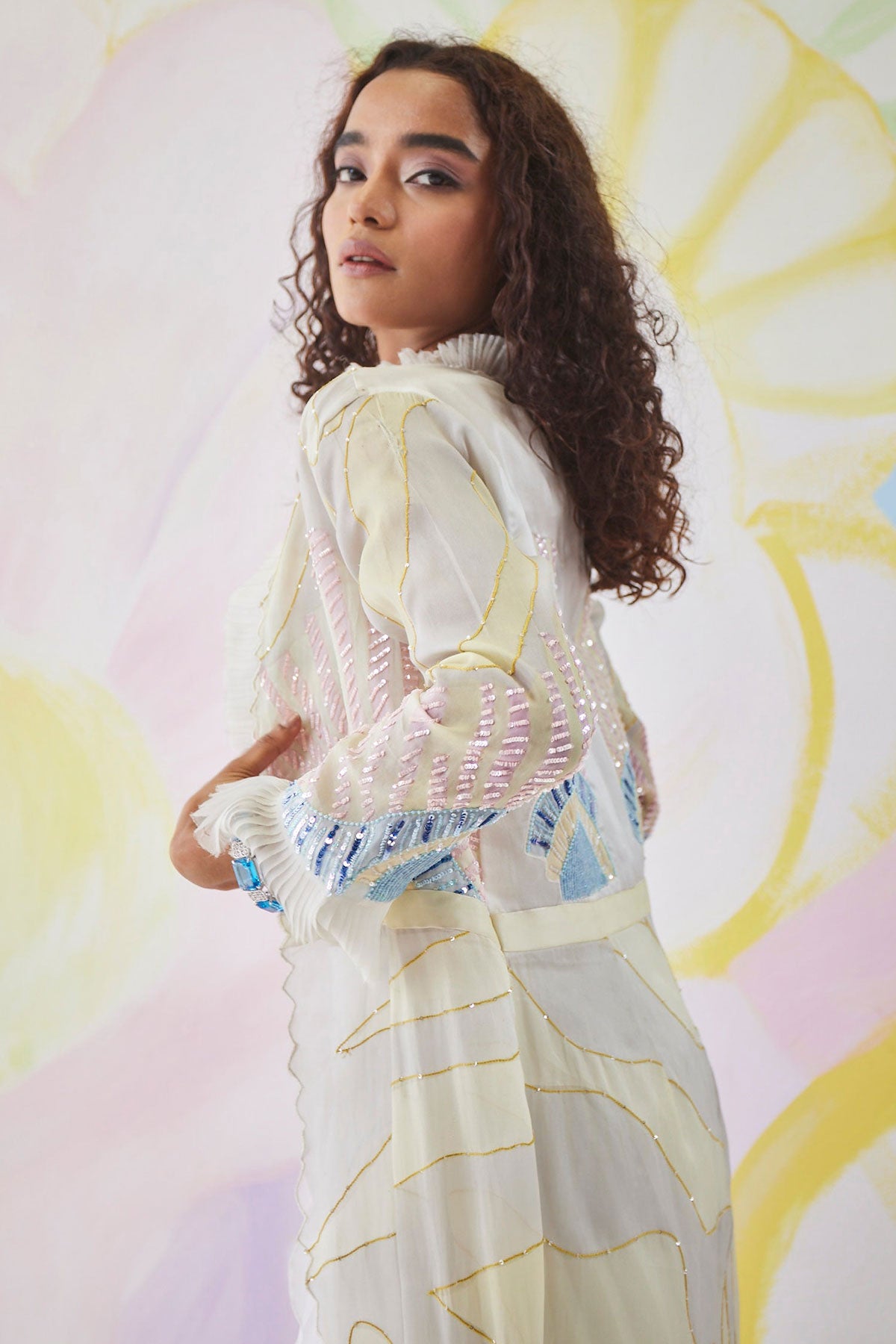 Lunora Handpainted Long Jacket Set