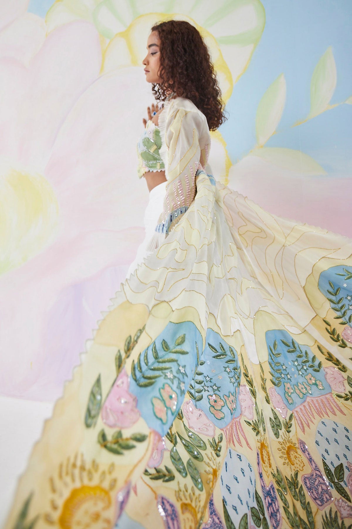 Lunora Handpainted Long Jacket Set