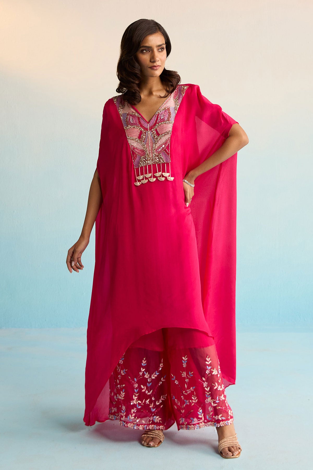 Florin Hot Pink Kaftan Set