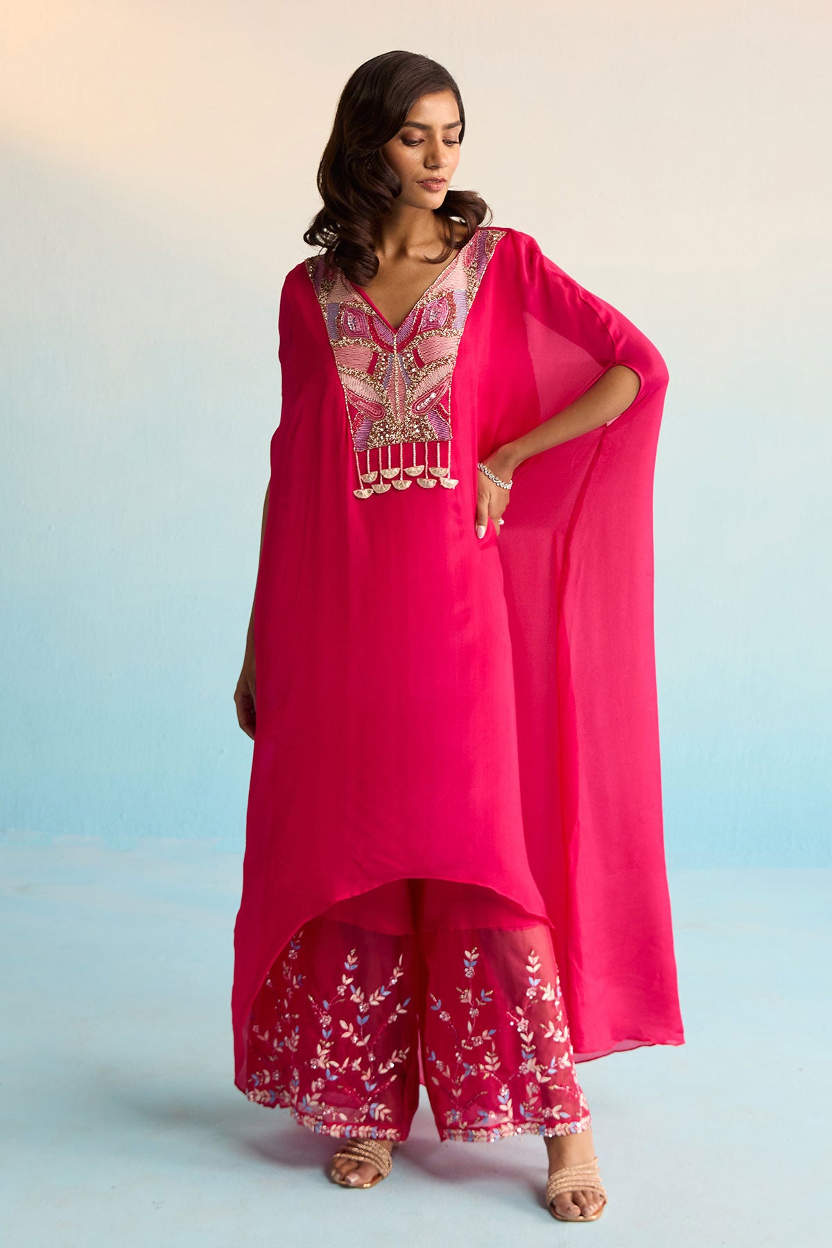 Florin Hot Pink Kaftan Set