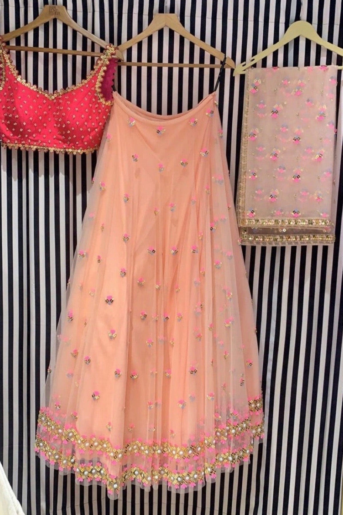 Papa Don't Preach Bespoke Coral Lehenga - Ready To Ship