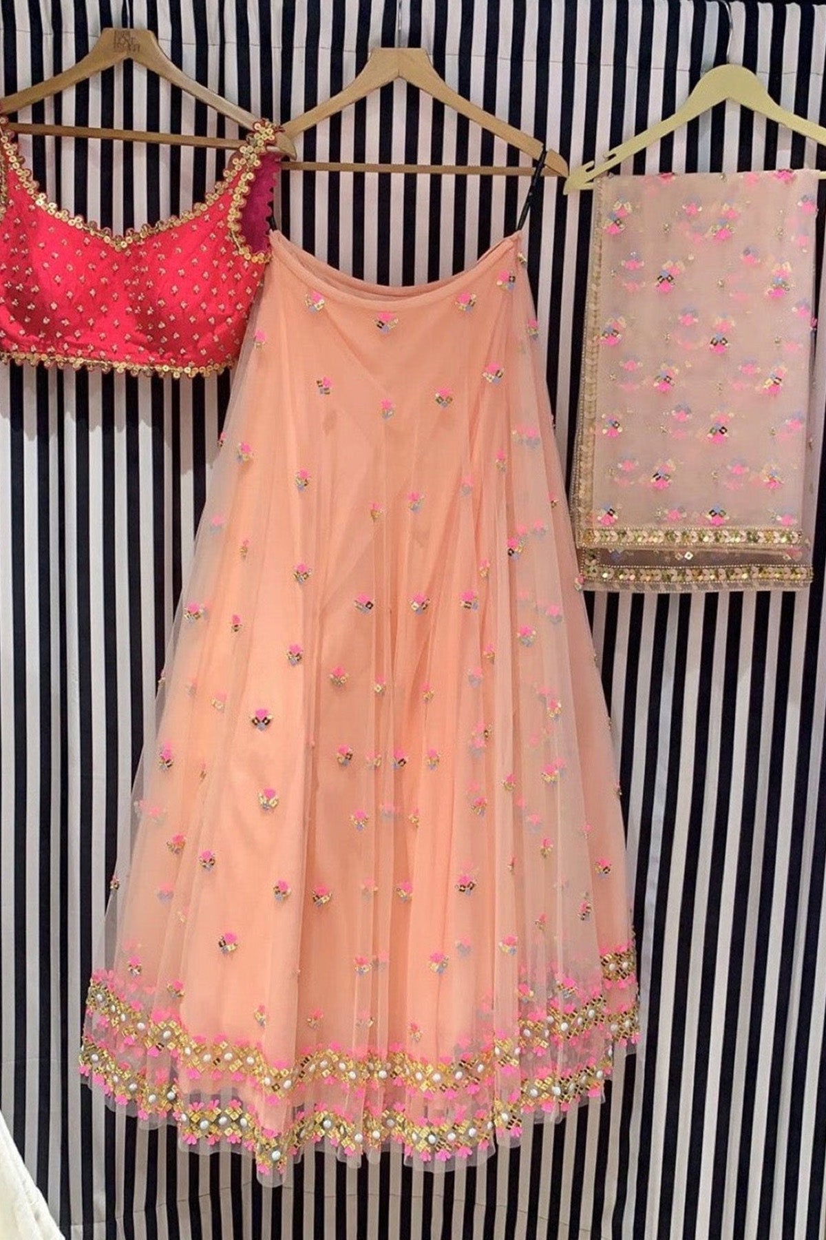 Papa Don't Preach Bespoke Coral Lehenga - Ready To Ship