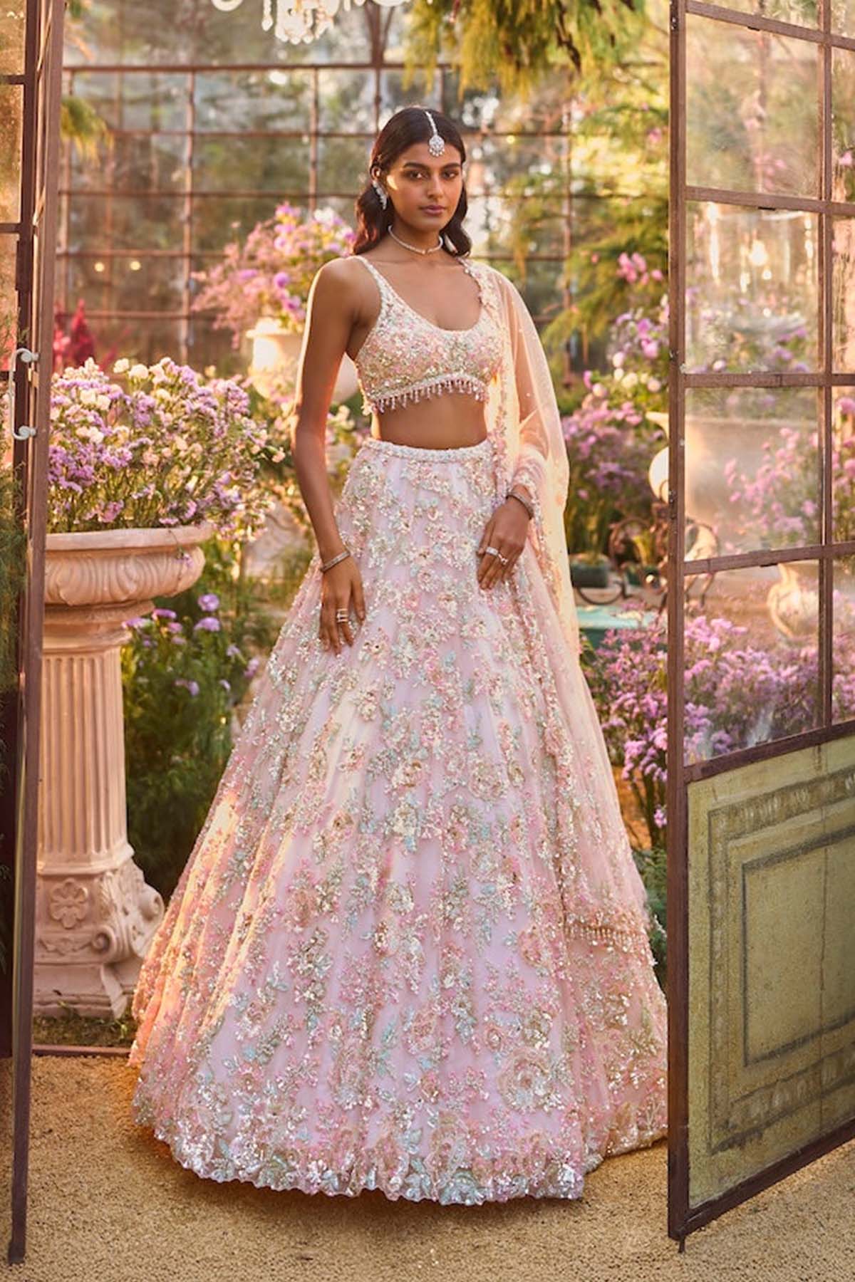 Light Pink Sequin Lehenga Set