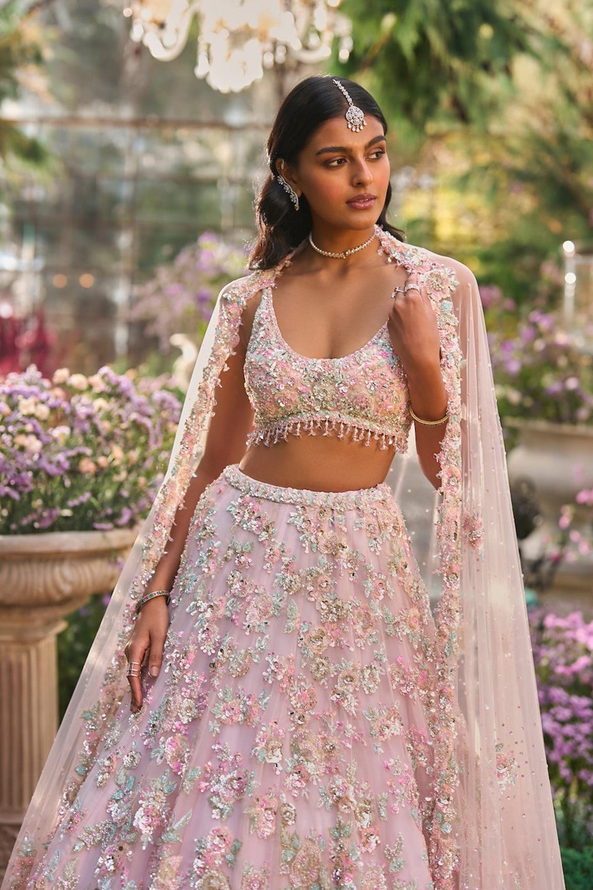 Light Pink Sequin Lehenga Set