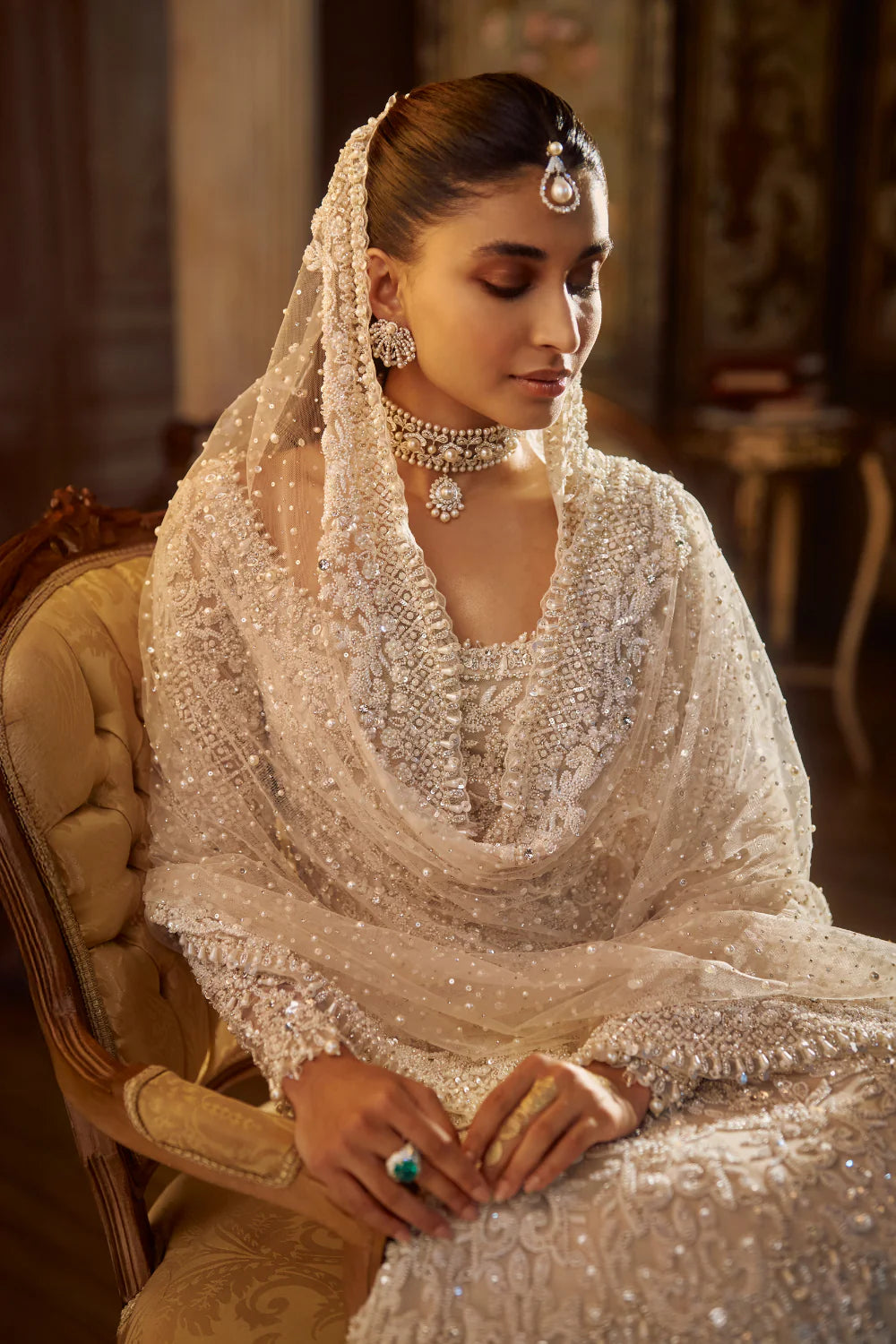 Vinatge Ivory Pearl Lehenga Set