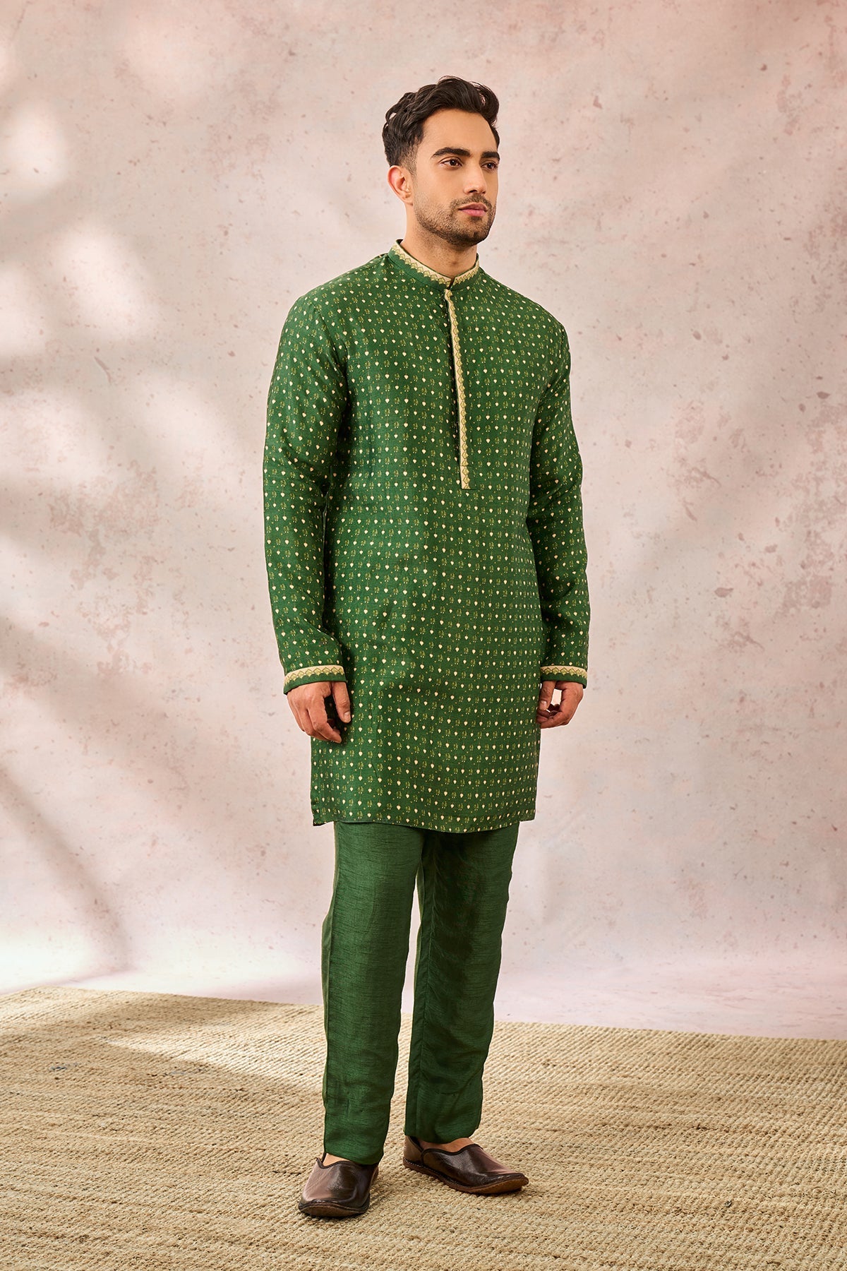GREEN TREE OF HEARTS KURTA