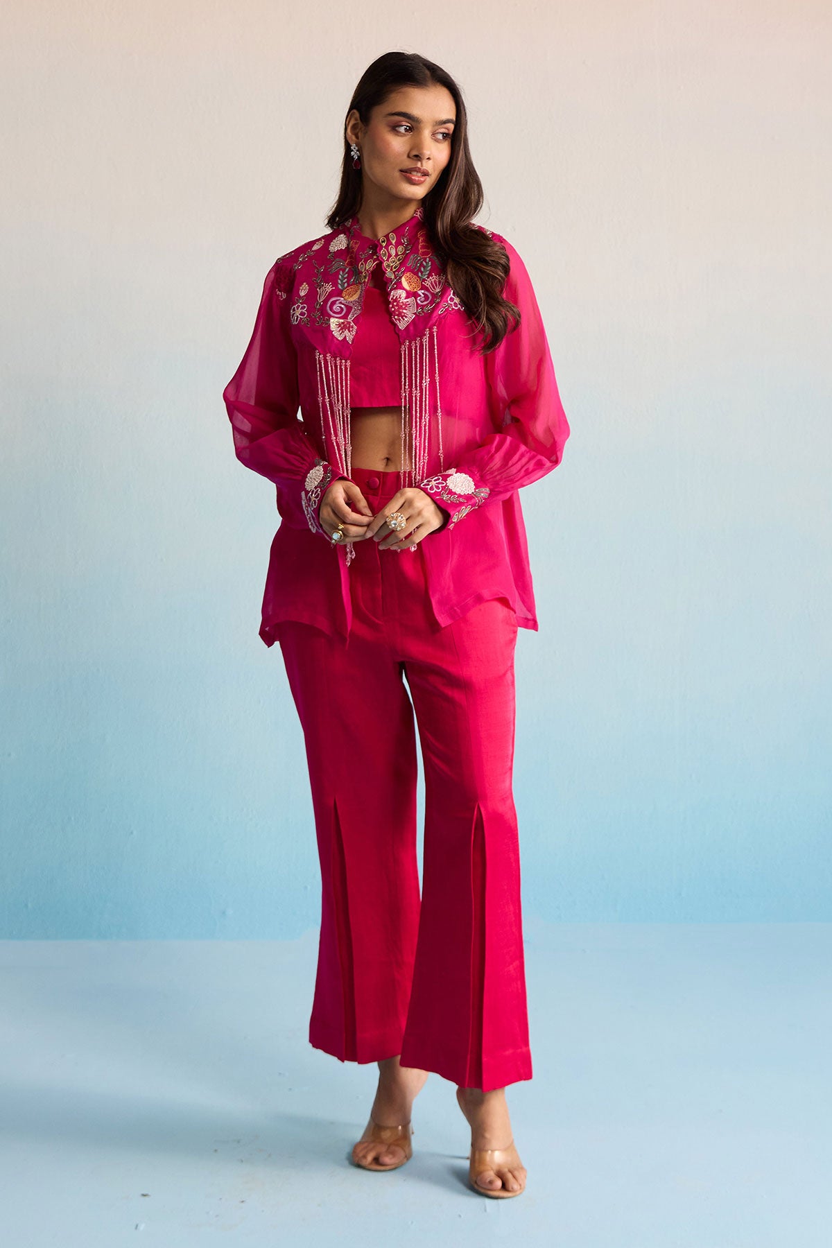 Hot Pink Embroidered Co-Ord Set