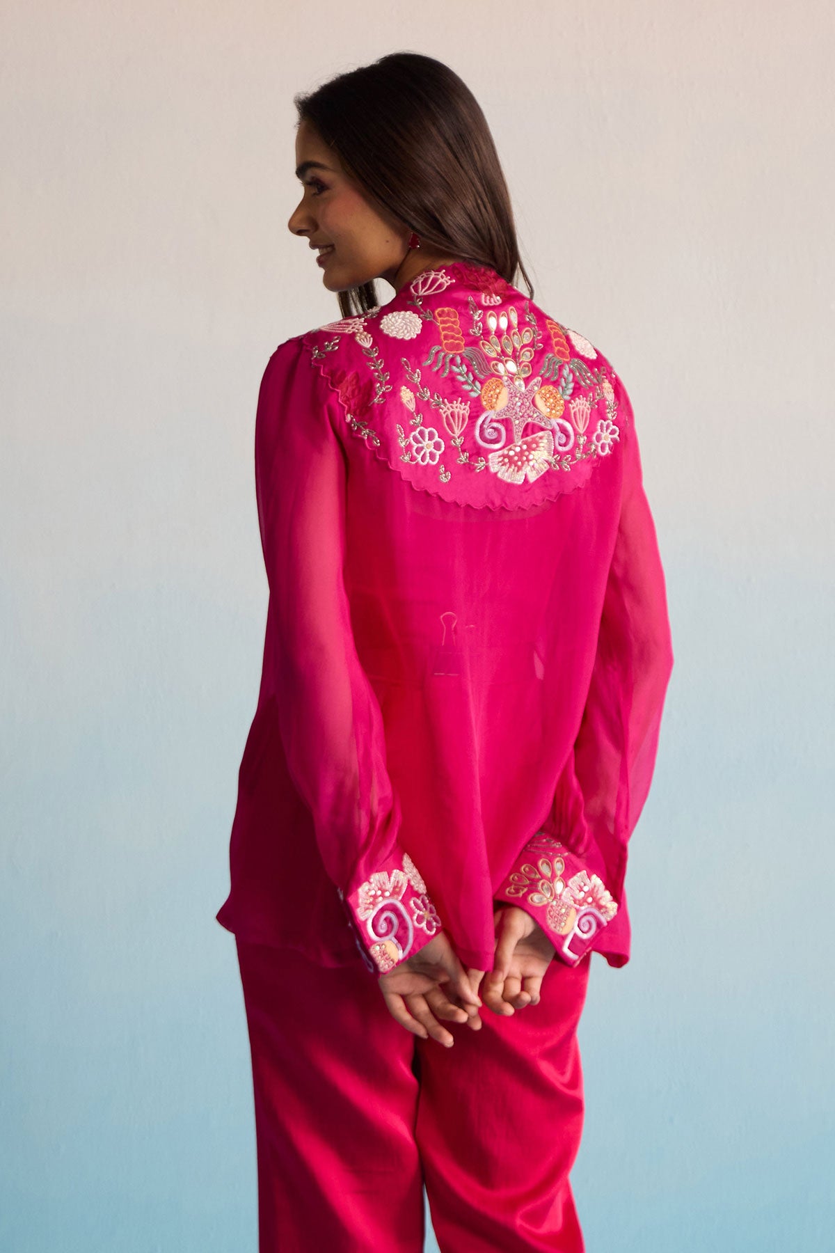 Hot Pink Embroidered Co-Ord Set