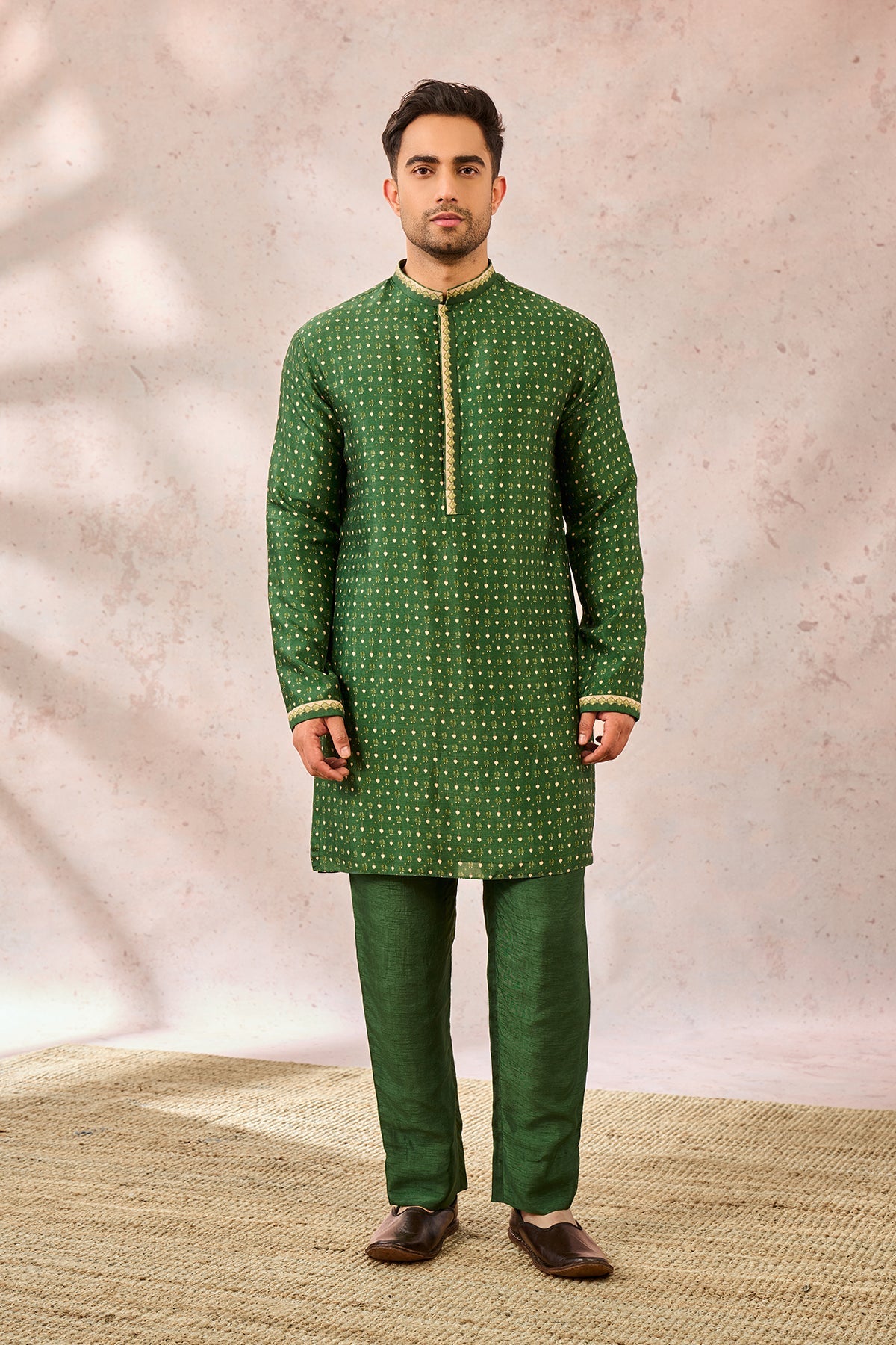 GREEN TREE OF HEARTS KURTA SET
