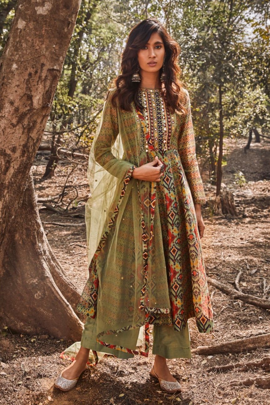 Green Anarkali Set
