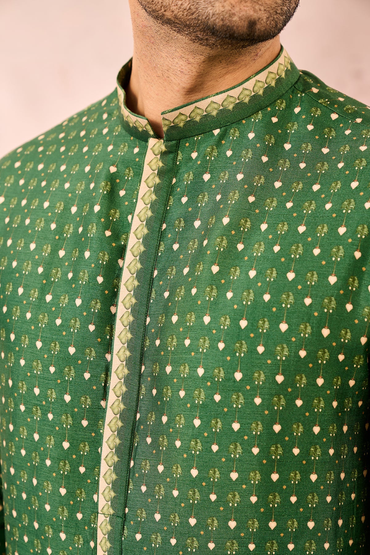 GREEN TREE OF HEARTS KURTA