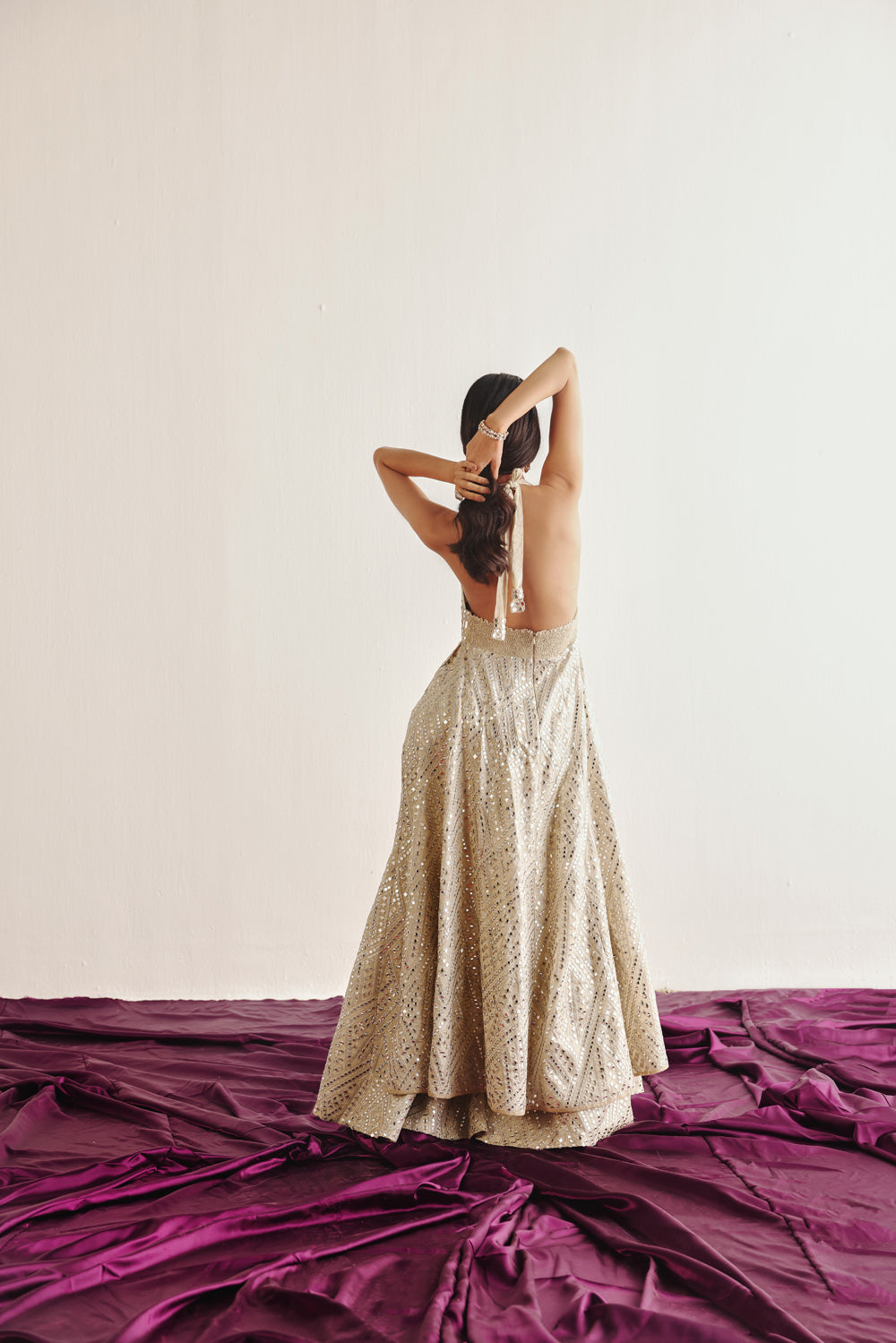 Long Halter Neck Jacket Dress With Bootcut