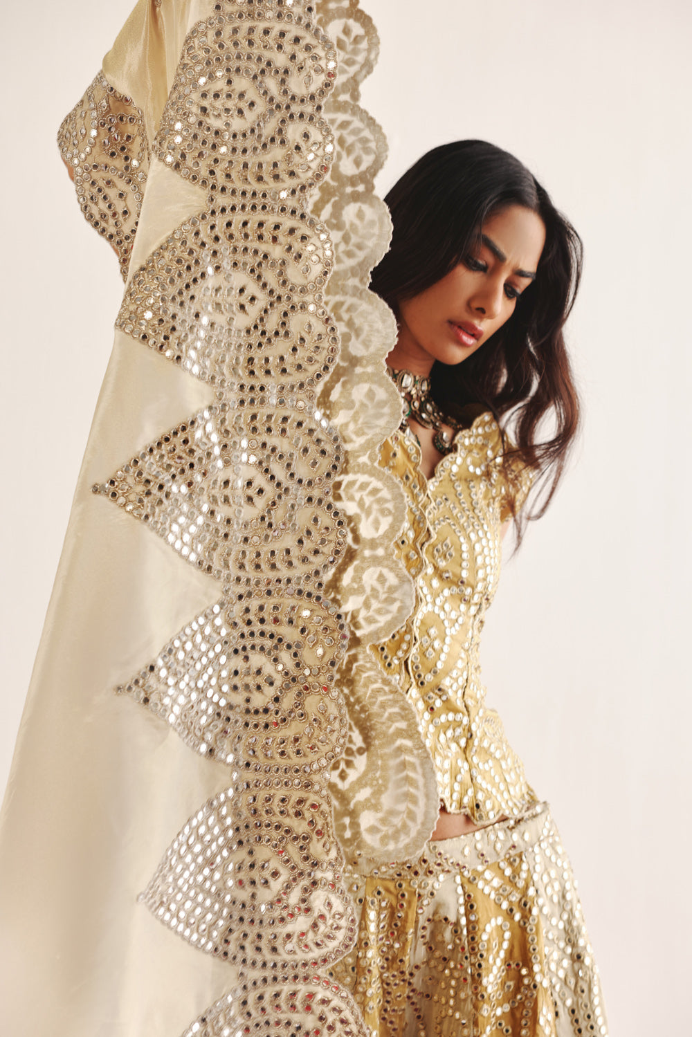 Cape With Gilet And Dual Color Flared Sharara