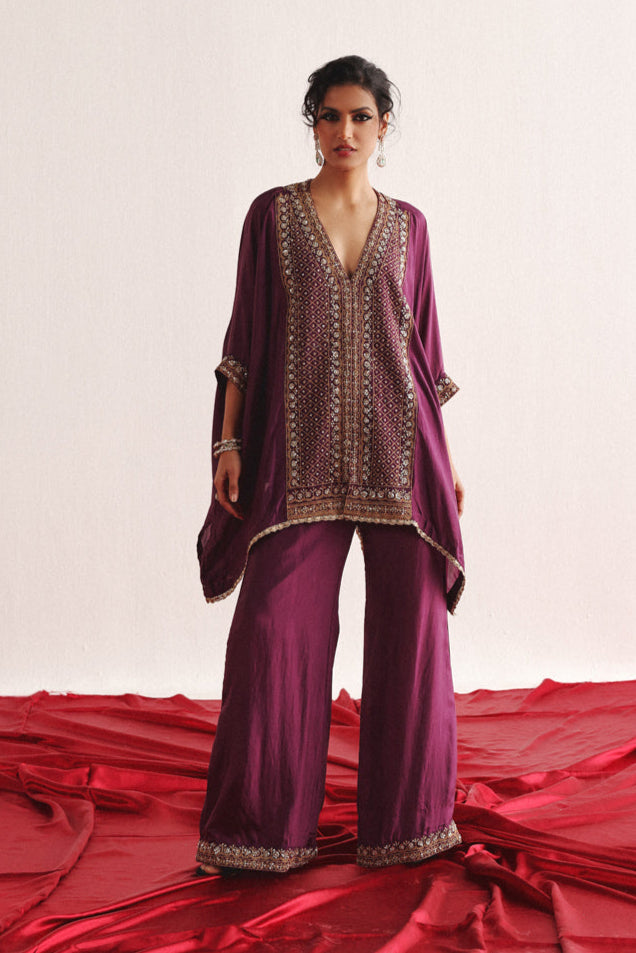 Marodiwork Silk Kaftan with Palazzos