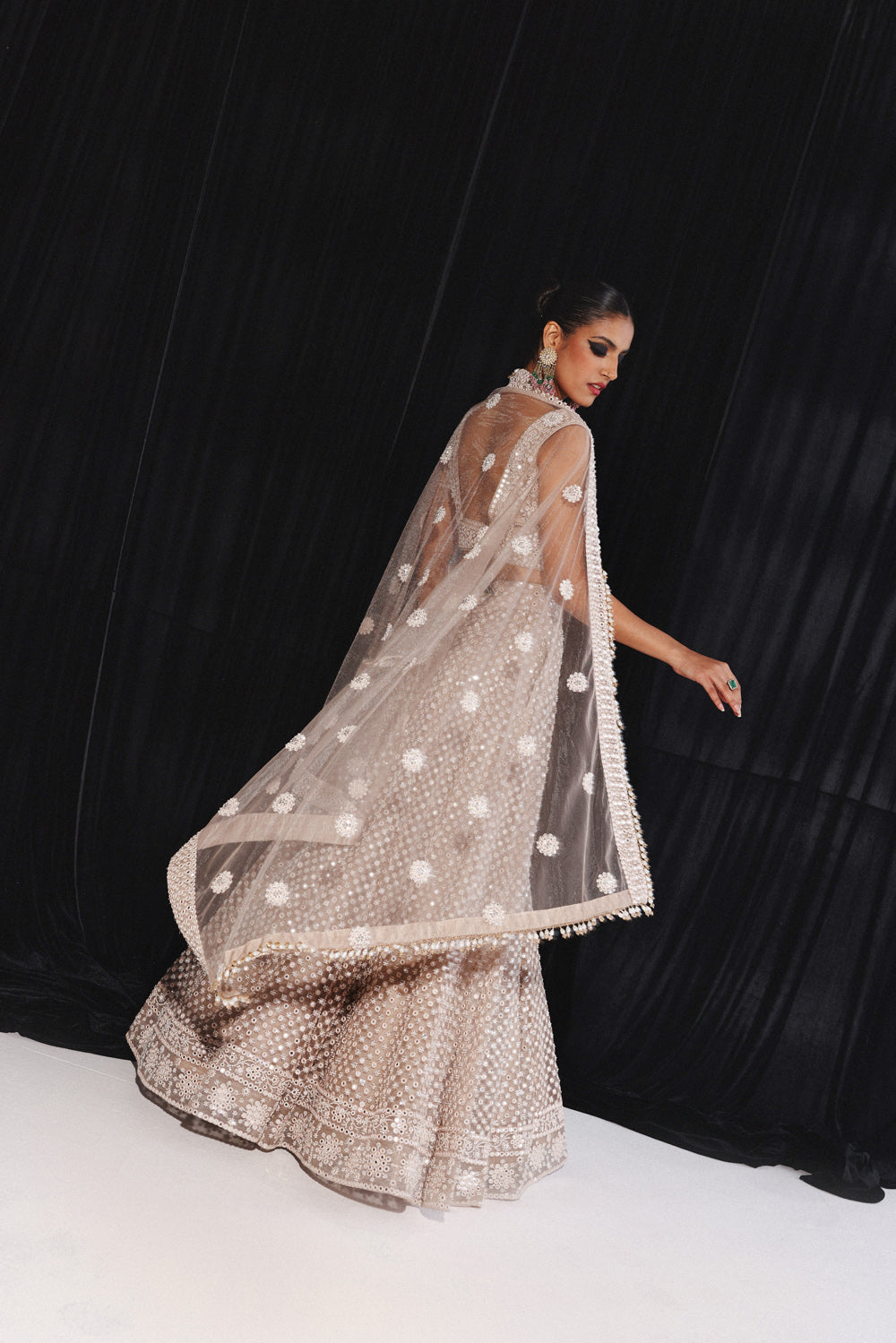 MIRRORWORK AND BEADWORK LEHENGA SET