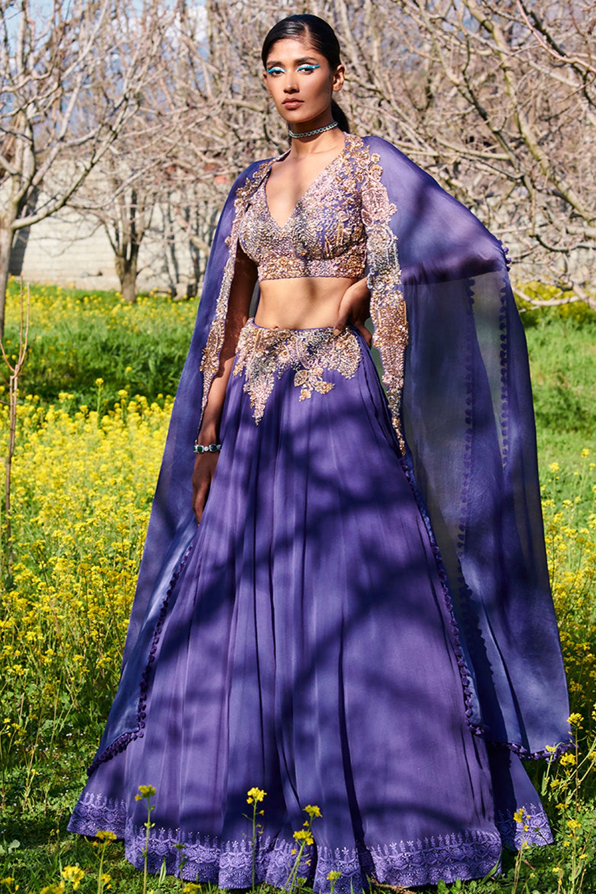 "Pale Fuscaus" Chiffon Lehenga Set