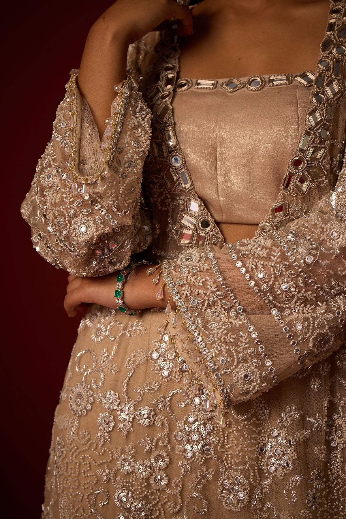 Deep V Neck Kaftan and Bustier and Palazzos