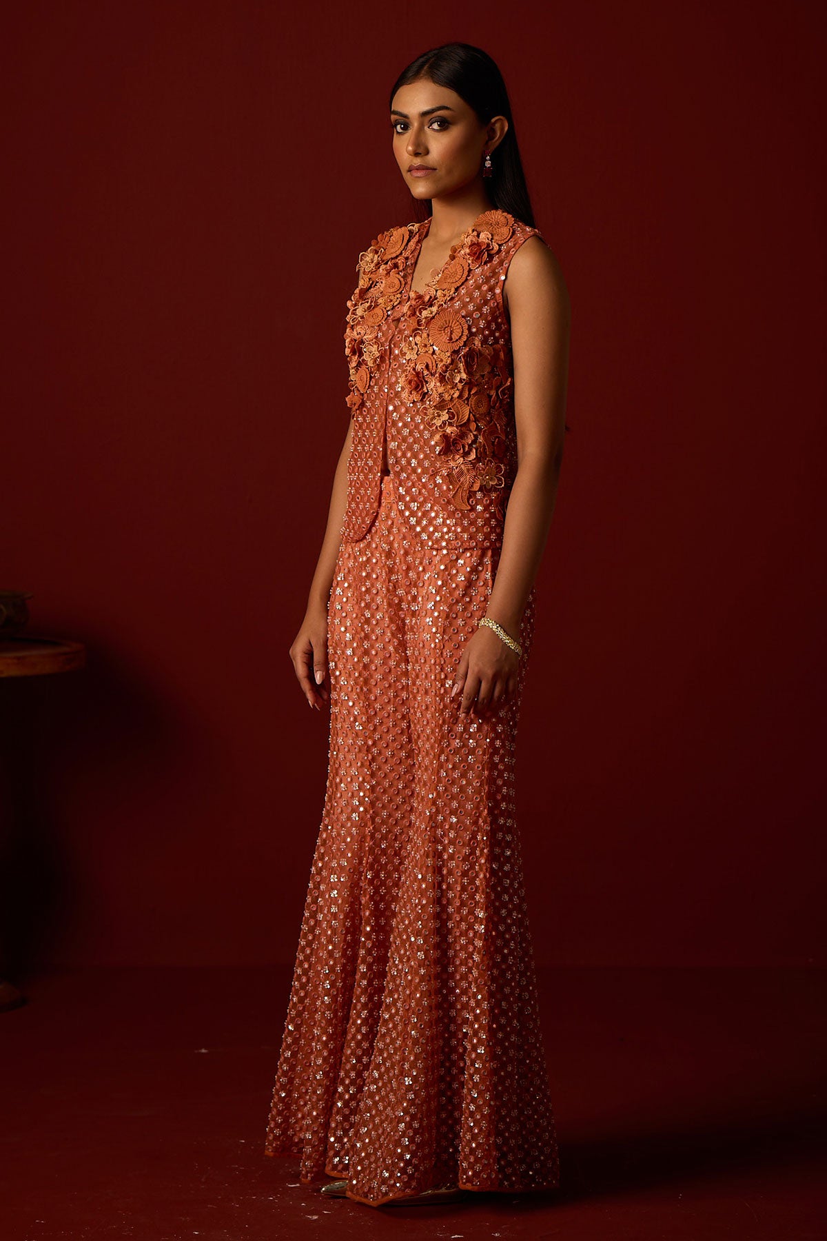 Floral Gillet and Bootcut Pants