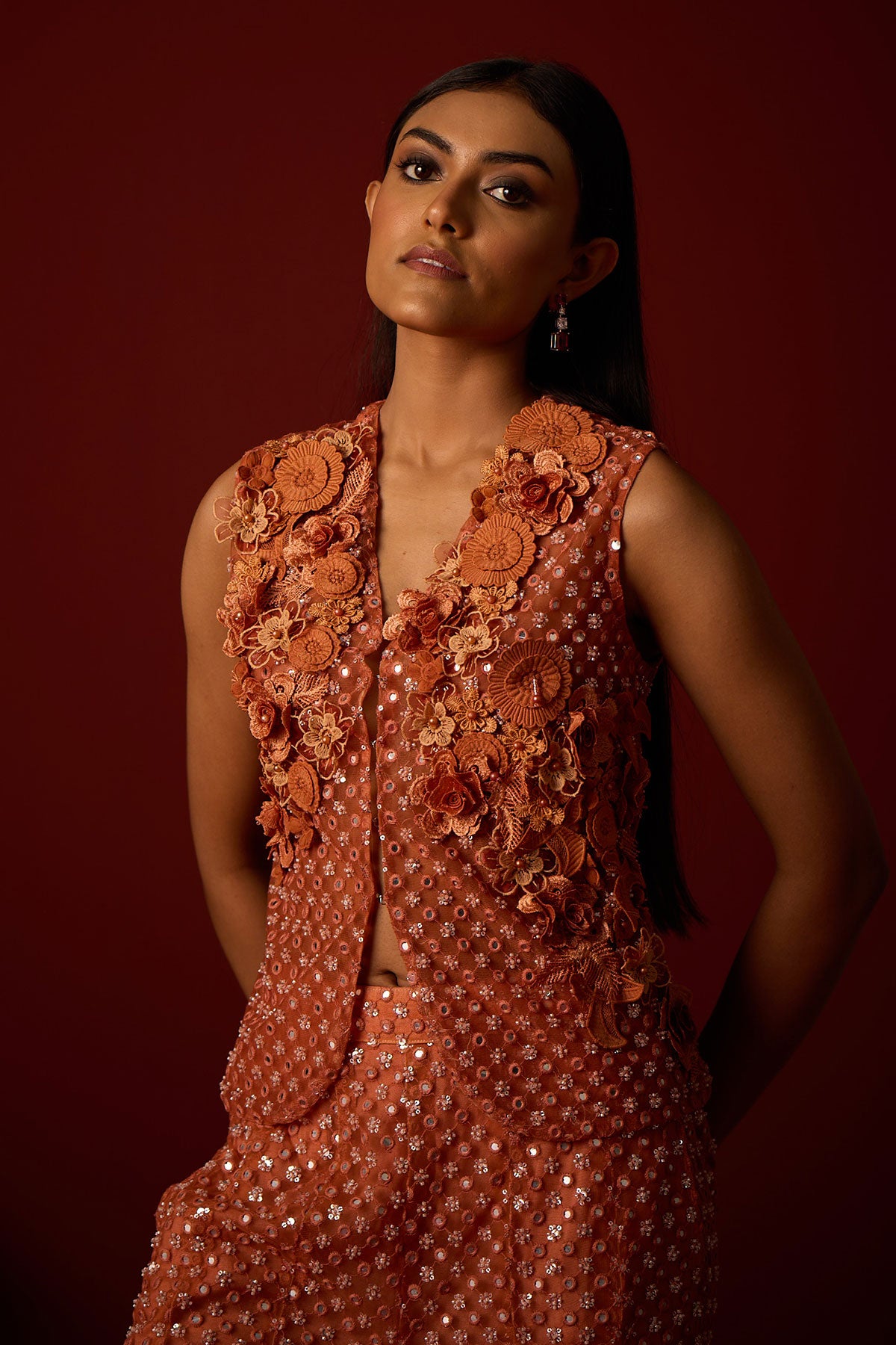 Floral Gillet and Bootcut Pants