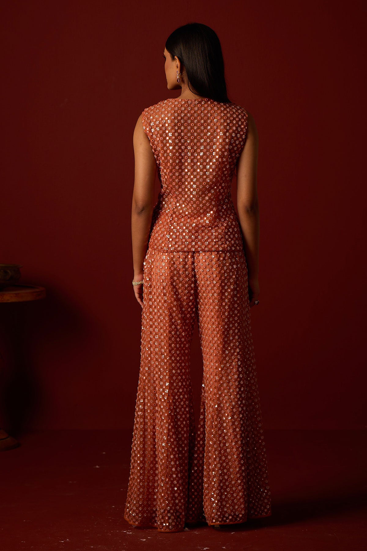 Floral Gillet and Bootcut Pants