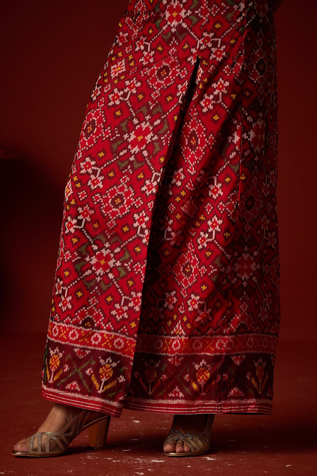 Marodiwork Gilet and Patola Box Pleat Skirt and Banarasi Bandhani Dupatta