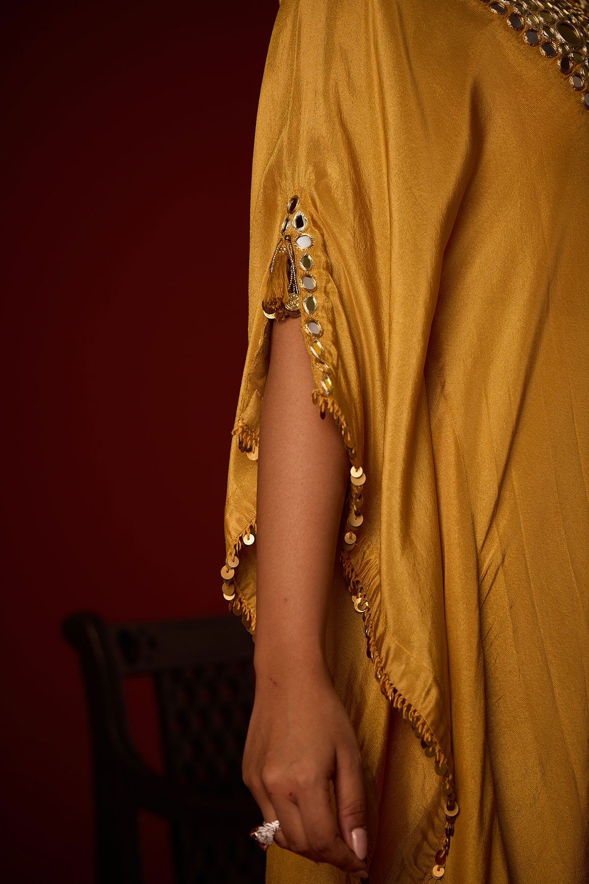 Tissue Mirror Work Kaftan and Bandeau and Brocade Mirrorwork Palazzos