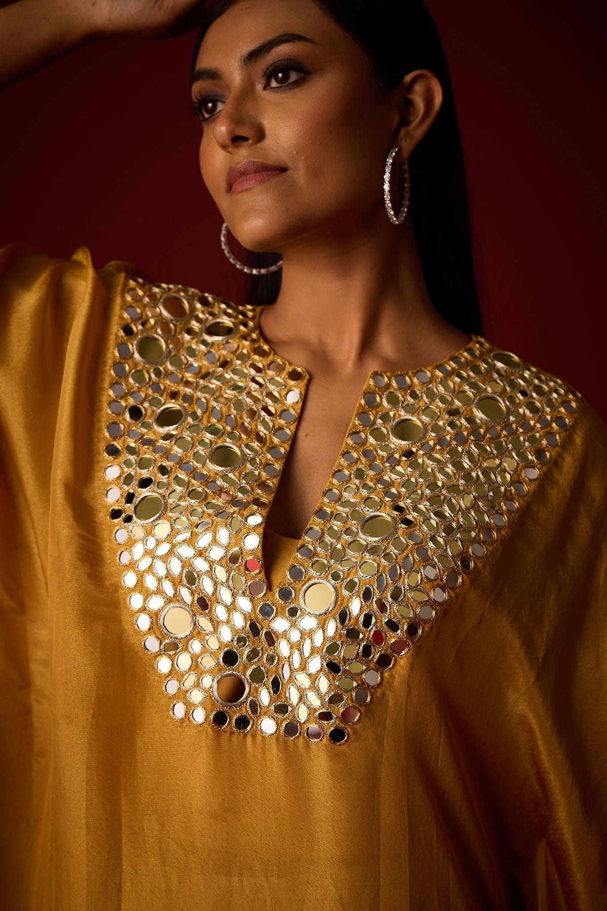 Tissue Mirror Work Kaftan and Bandeau and Brocade Mirrorwork Palazzos